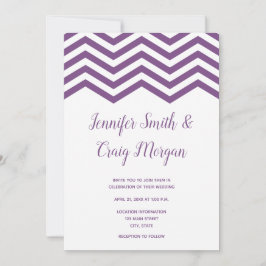 Invitación Boda con adorno de Chevron blanco y púrpura
