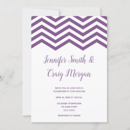 Invitación Boda con adorno de Chevron blanco y púrpura