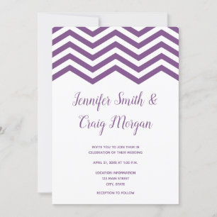 Invitación Boda con adorno de Chevron blanco y púrpura