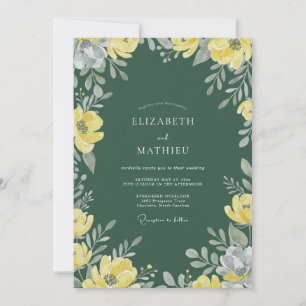 Invitación Boda con Amapola Verde Cazador