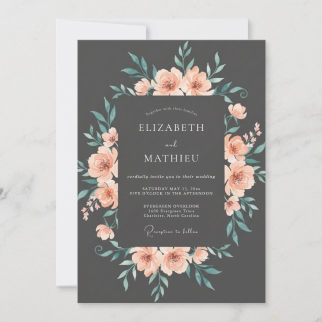 Invitación Boda con ambiente de carbón por la noche (Anverso)