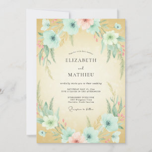 Invitación Boda con Anémona Acuática Champán