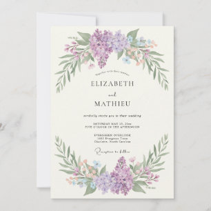 Invitación Boda con Arco Botánico de Lilas