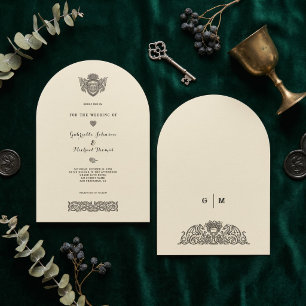 Invitación Boda con arco de cresta de dragón de nudo celta vi