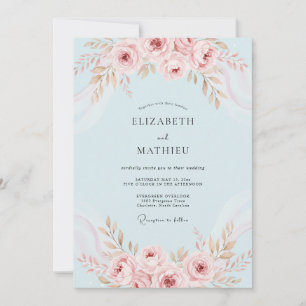 Invitación Boda con Arco de Peonía Rosa Cielo