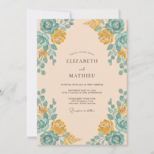 Invitación Boda con Arco de Rosa Teal Albaricoque
