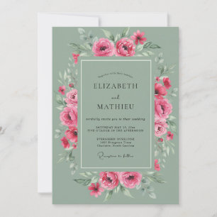 Invitación Boda con Arco de Rosas Rosadas