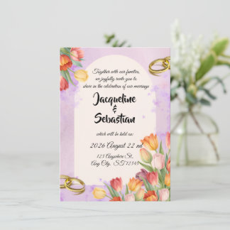 Invitación Boda con Arco de Tulipanes de Primavera