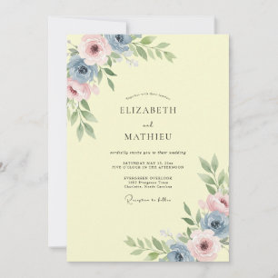 Invitación Boda con Arco Floral Amarillo Pálido