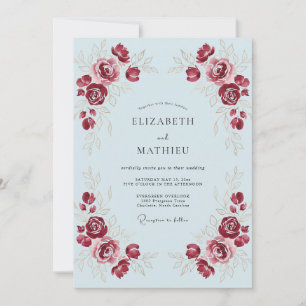 Invitación Boda con Arco Floral Carmesí