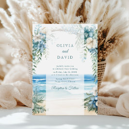 Invitación Boda con Arco Floral de Acuarela en Boho Beach