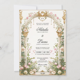 Invitación Boda con Arco Floral de Jardín Secreto Elegante