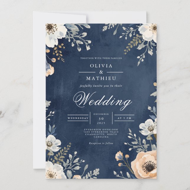 Invitación Boda con Arco Floral de la Marina (Anverso)