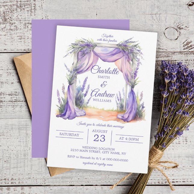 Invitación Boda con Arco Floral de Lavanda (Lavender Floral Arch Wedding Invitation
)