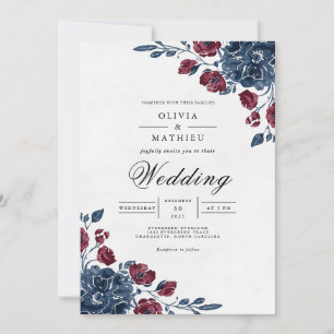 Invitación Boda con Arco Floral de Marina Carmesí