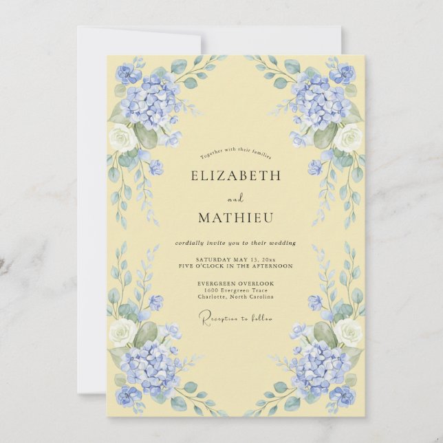 Invitación Boda con Arco Floral de Vinca Menor (Anverso)