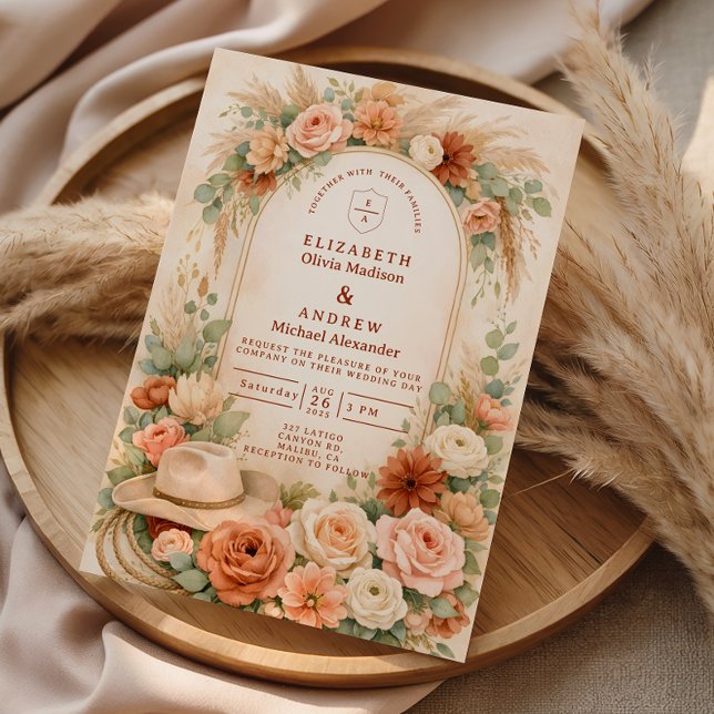 Invitación Boda con Arco Floral Rosado (Subido por el creador)