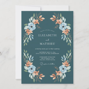 Invitación Boda con Arco Floral Turquesa