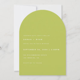 Invitación Boda con arco minimalista moderno de color verde l