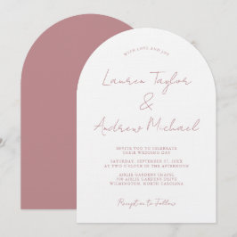 Invitación Boda con Arco Moderno Romántico Rosa Polvoriento