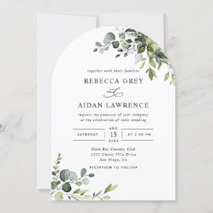 Invitación Boda con arcos de eucalipto rústico
