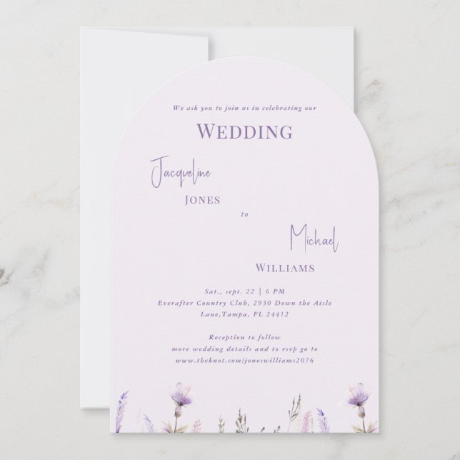 Invitación Boda con arcos florales de Lavender (Anverso)