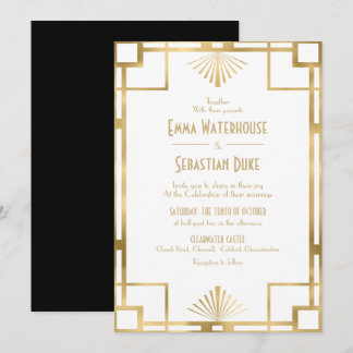 Invitación Boda con Arte Deco personalizada de El Gran Gatsby