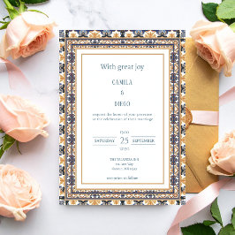 Invitación Boda con azulejo Talavera de lujo moderno