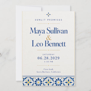 Invitación Boda con Azulejos Azules