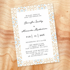 Invitación Boda con azulejos de tonos terrosos
