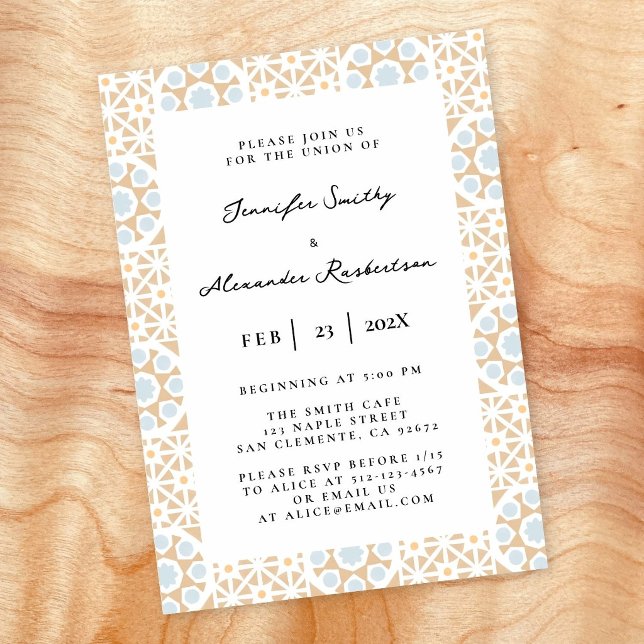 Invitación Boda con azulejos de tonos terrosos (Subido por el creador)