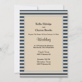 Invitación Boda con bandas azules clásicas enmarcadas