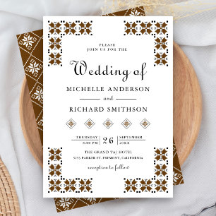 Invitación Boda con Bordado Ucraniano Marrón y Negro