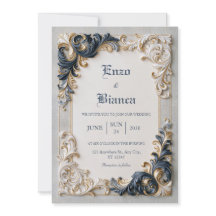 Boda con borde barroco de marino marfil