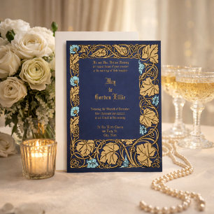 Invitación Boda con borde de vid floral de hoja grande