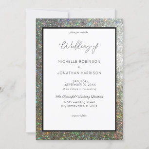 Invitación Boda con Brillo de Plata