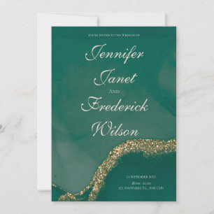 Invitación Boda con Brillo Verde de Tinta de Alcohol