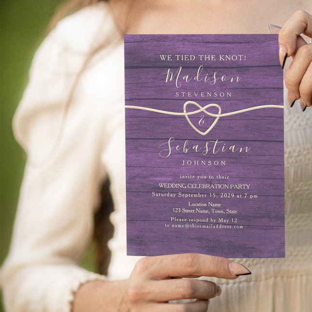 Invitación Boda con Caligrafía Morada Solo Recepción (Subido por el creador)