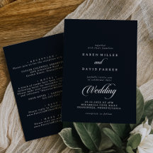 Boda con caligrafía negra y blanca delante y detrá