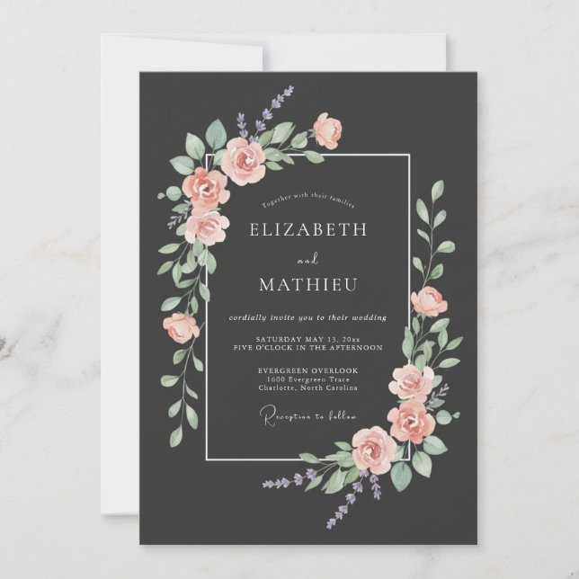 Invitación Boda con Carbón en una Tarde Exuberante (Anverso)