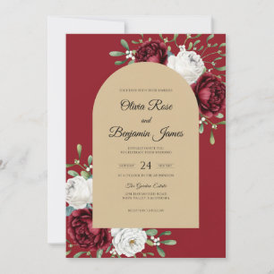 Invitación Boda con champán Rosa Carmesí