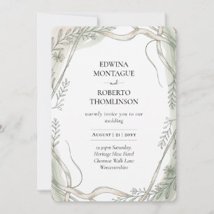 Invitación Boda con Cinta Botánica y Vid de Heritage