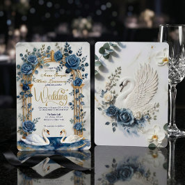 Invitación Boda con cisne de jardín victoriano y arco floral