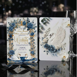 Invitación Boda con cisne de jardín victoriano y arco floral