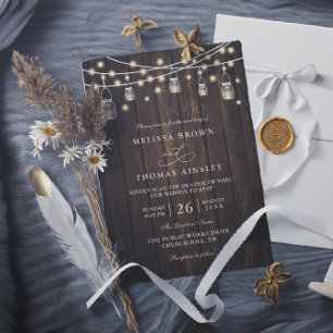 Invitación Boda con código QR Chic campestre de madera rústic
