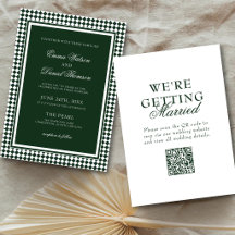 Boda con código QR de borde de arlequín verde esme