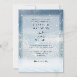 Invitación Boda con código QR de bosque nevado de invierno