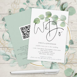 Invitación Boda con Código QR de Eucalipto Moderno