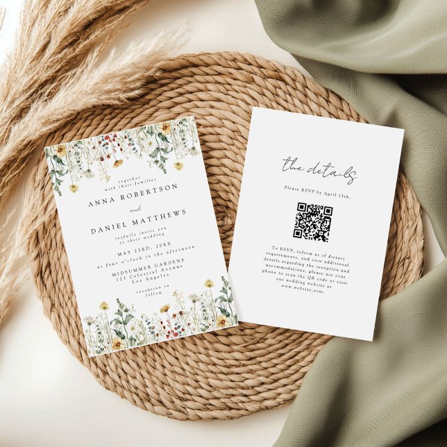 Invitación Boda con código QR de flor silvestre (Subido por el creador)