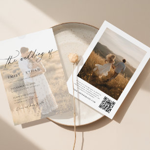 Invitación Boda con código QR de foto con superposición de pe
